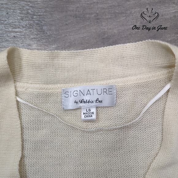 Signature by Robbie Bee Short Sleeve Cardigan Sweater Size L - Picture 2 of 5